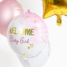 Folieballon Welkom Meisje Roze - 45 cm