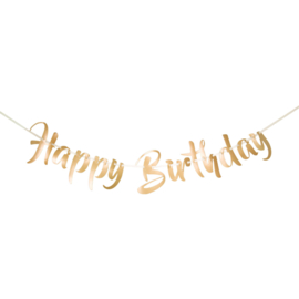 Gouden Letterslinger happy birthday - 1 Meter