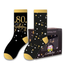 Cadeau sokken 80 jaar goud (2 paar)