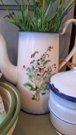 Emaille koffiekan met bloemen