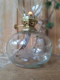 Olielamp gegraveerd glas