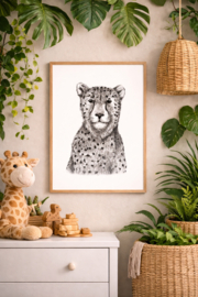 Zwart-Wit Poster Cheeta
