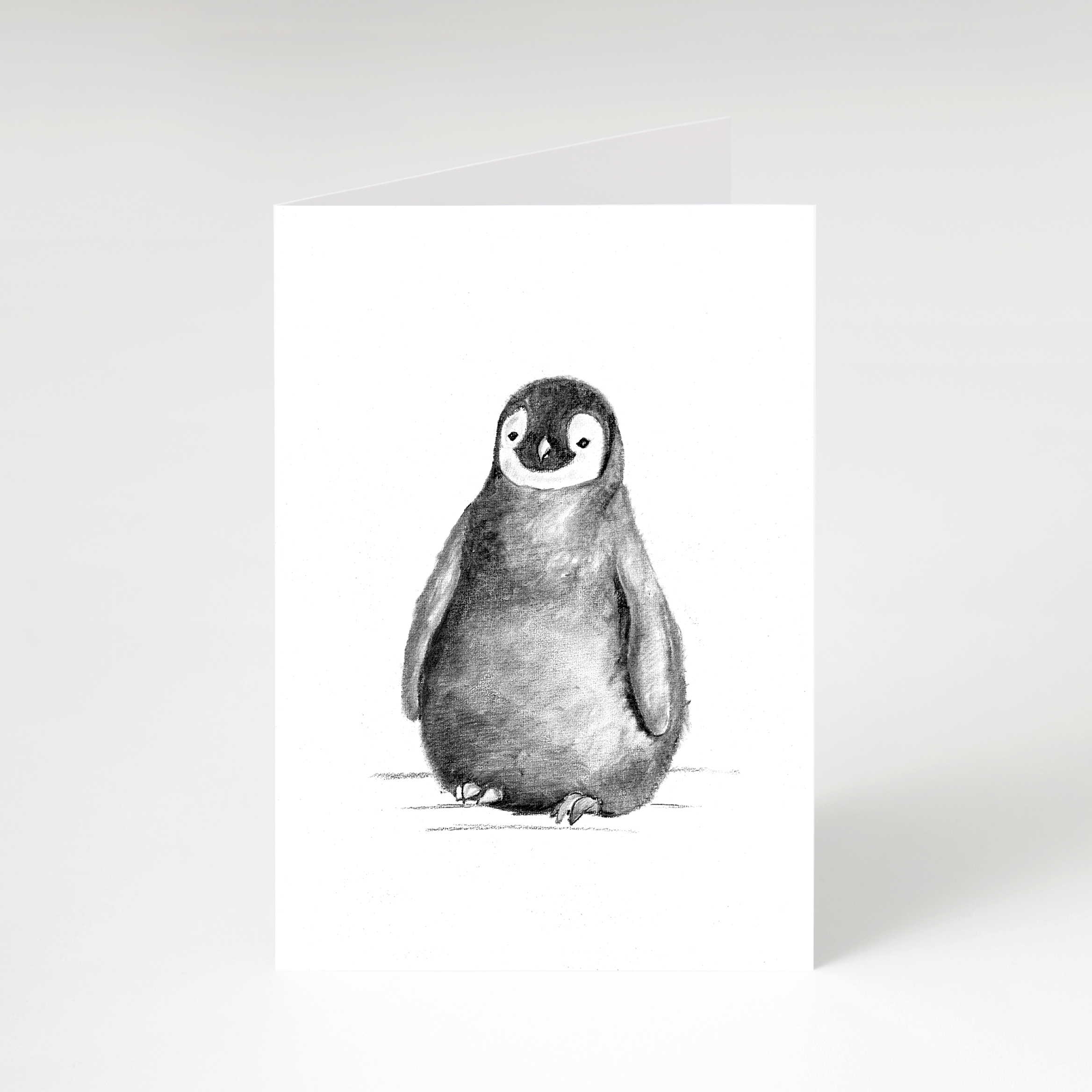 Zwart-Wit Wenskaart Pinguïn