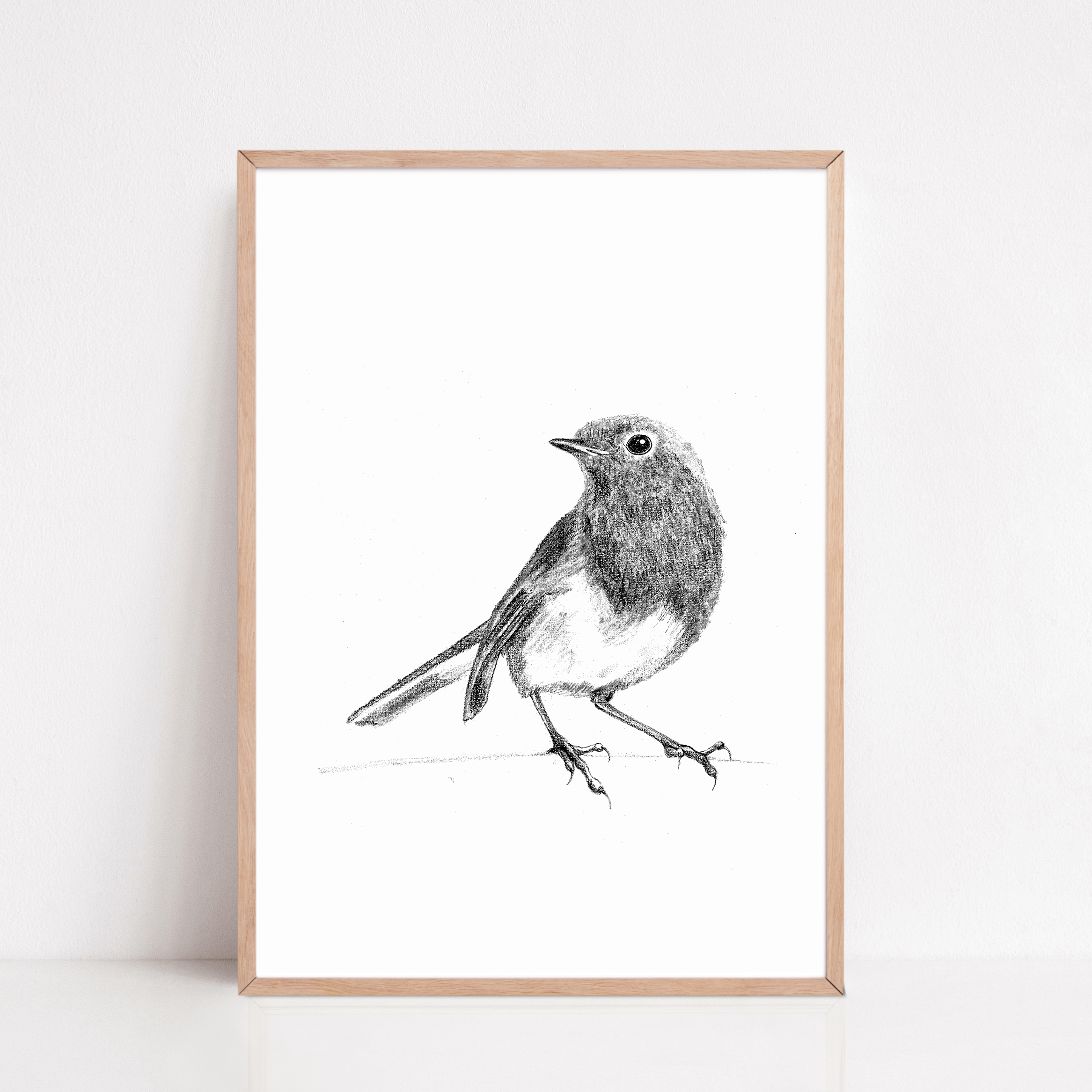Zwart-Wit Poster Roodborst