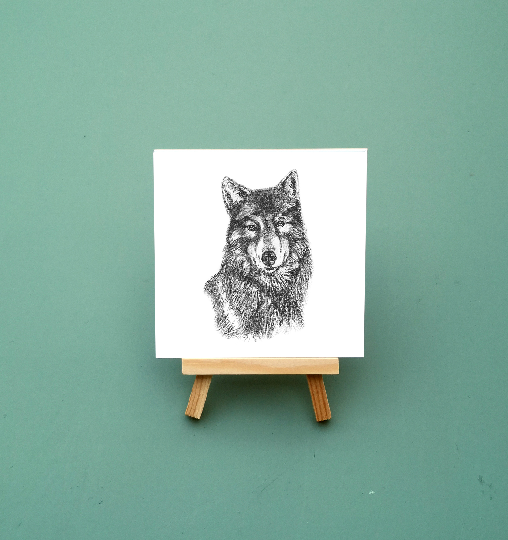 Zwart-Wit Tegeltje Wolf