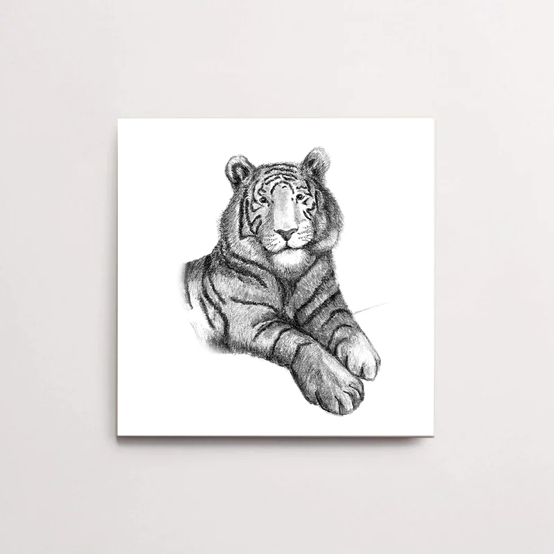 Zwart-Wit Tegeltje Tijger