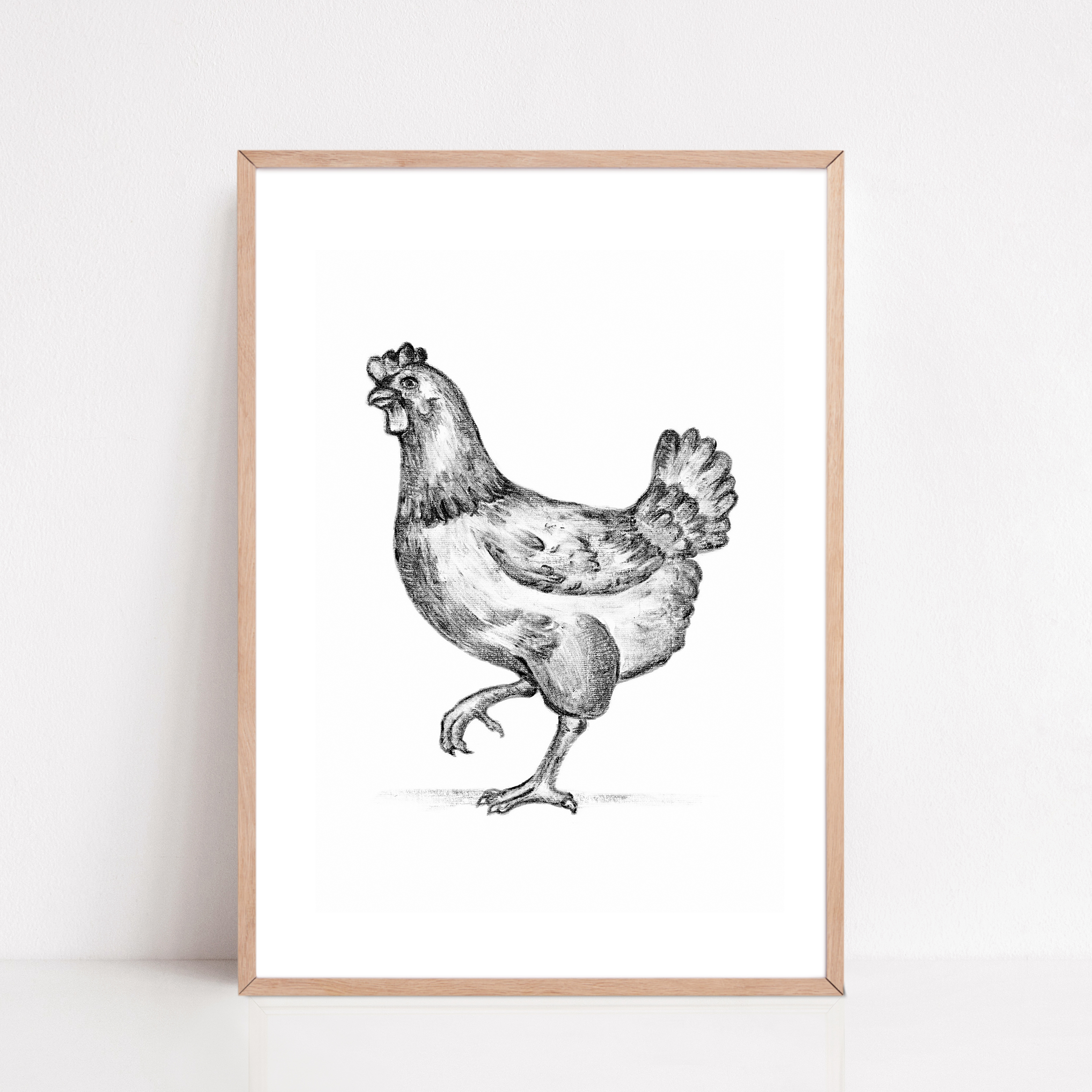 Zwart-Wit Poster Kip