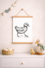 Zwart-Wit Poster Eend