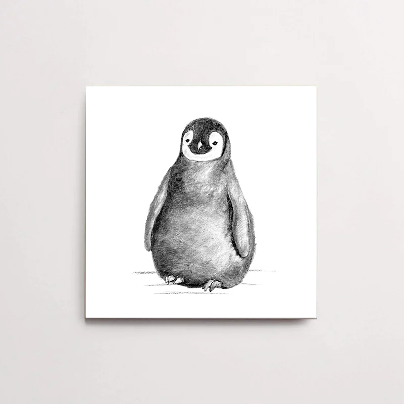 Zwart-Wit Tegeltje Pinguïn