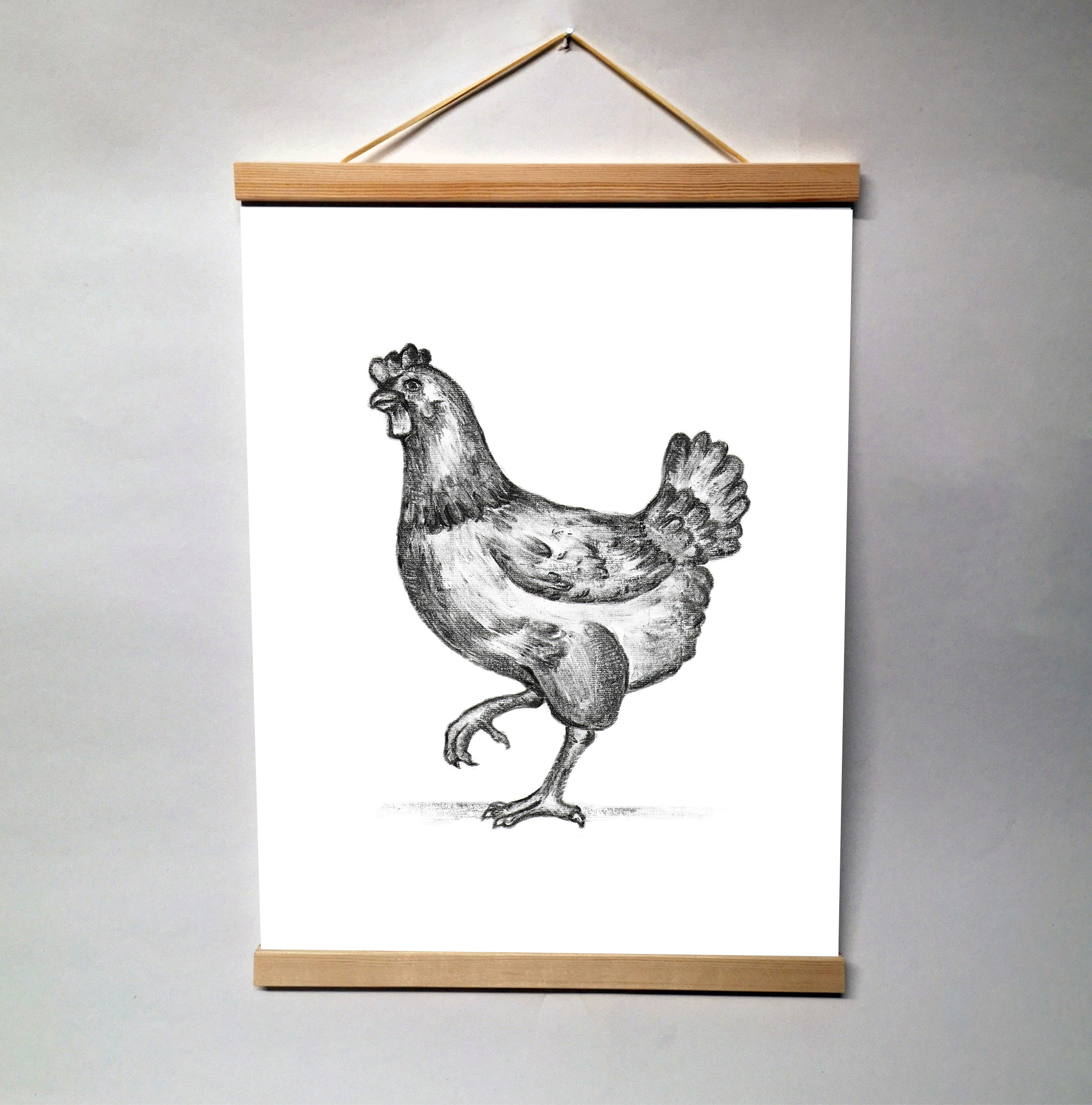 Zwart-Wit Poster Kip