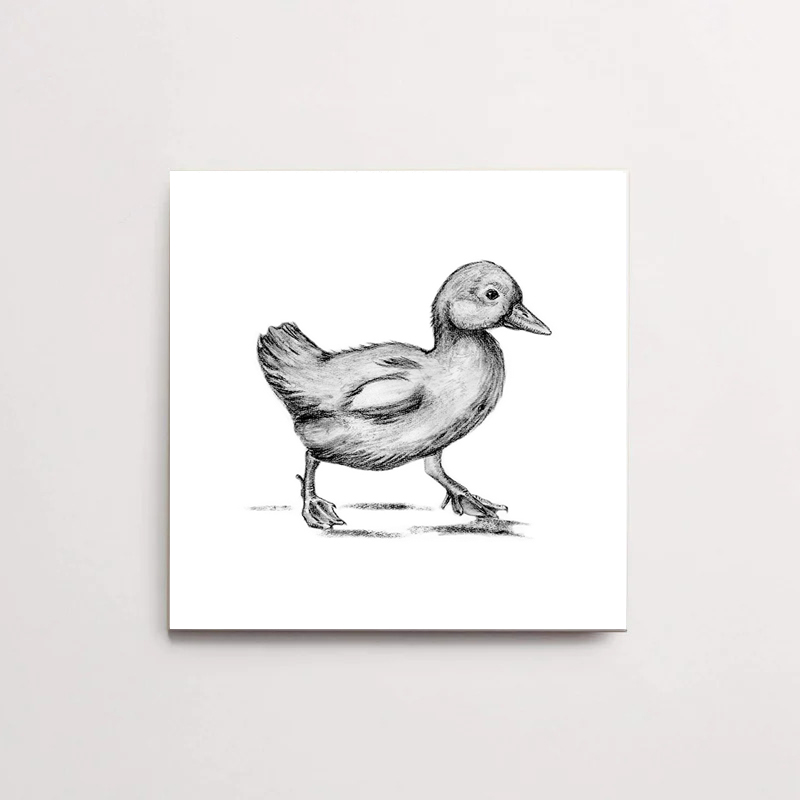 Zwart-Wit Tegeltje Eend