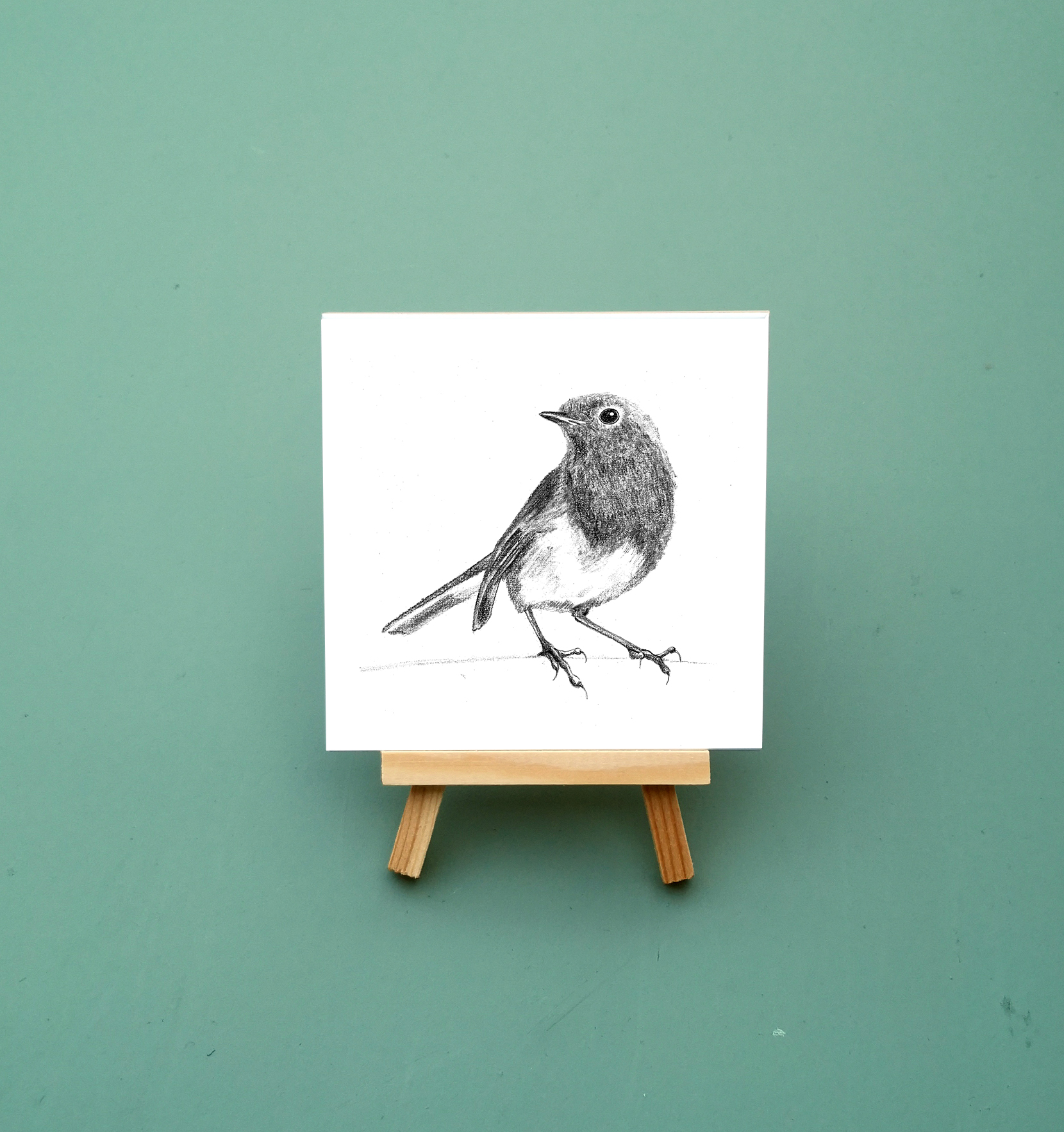 Zwart-Wit Tegeltje Roodborst