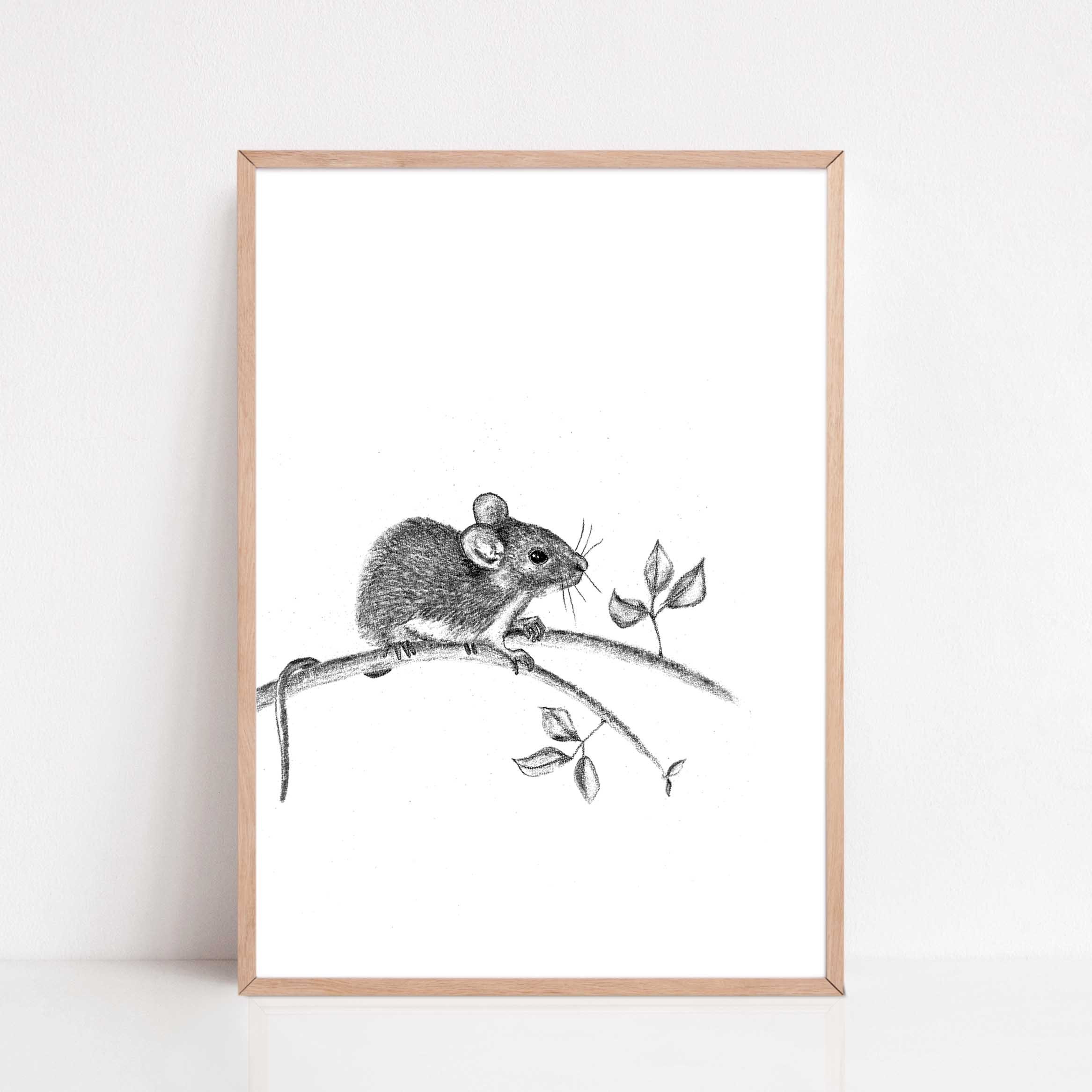 Zwart-Wit Poster Muis