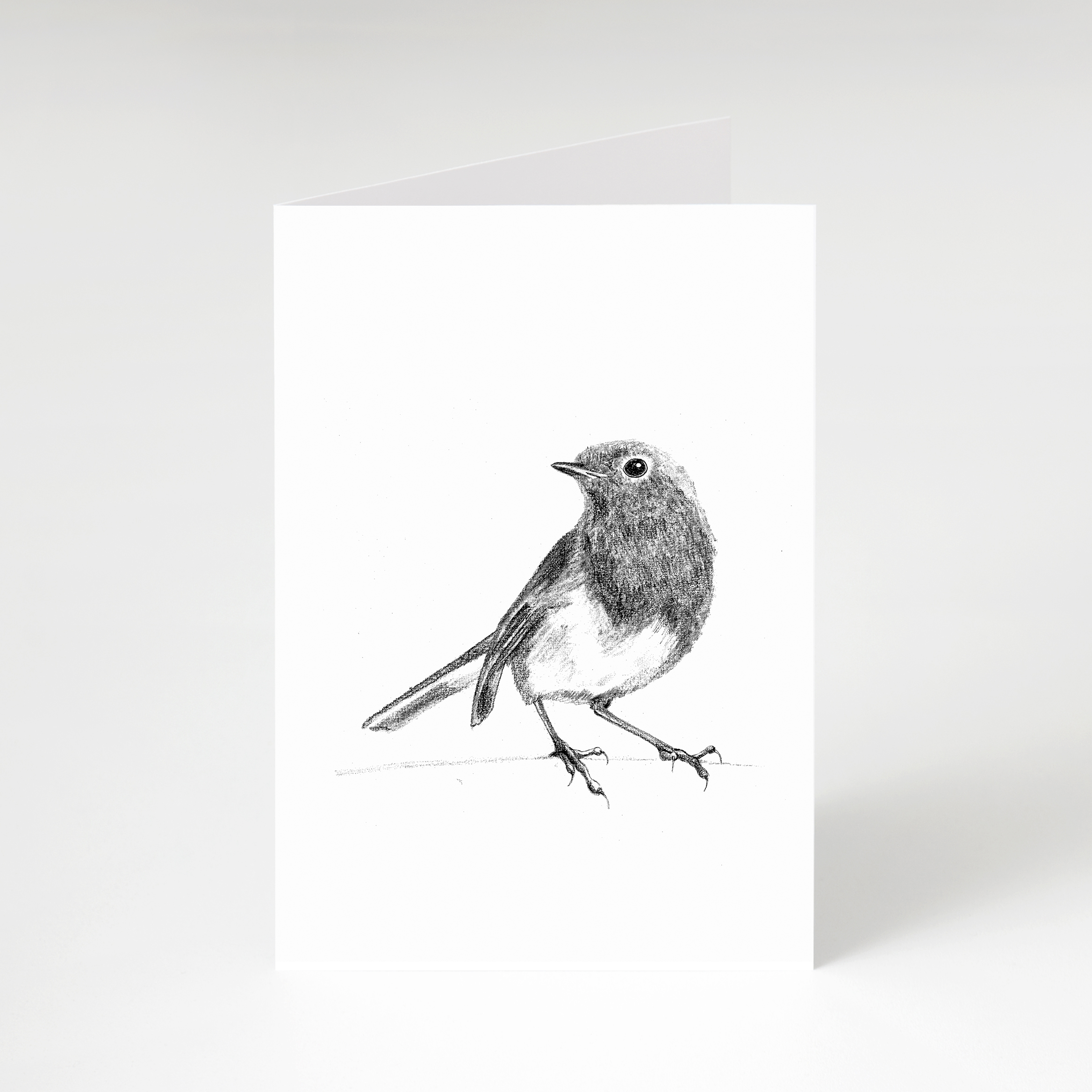 Zwart-wit wenskaart Roodborst