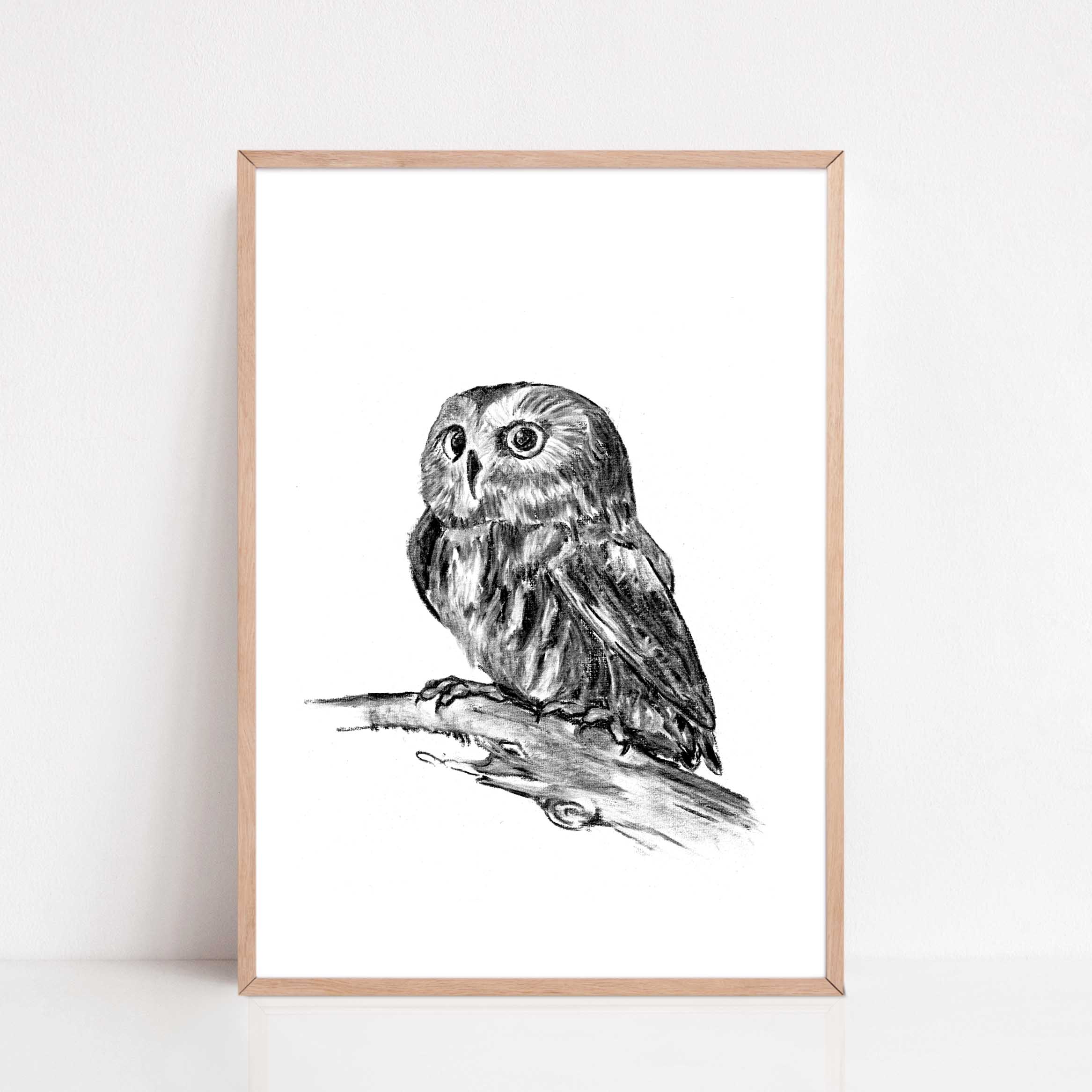 Zwart-Wit Poster Uil
