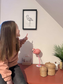 Zwart-Wit Poster Flamingo