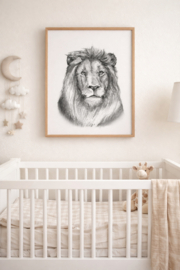 Zwart-Wit Poster Leeuw