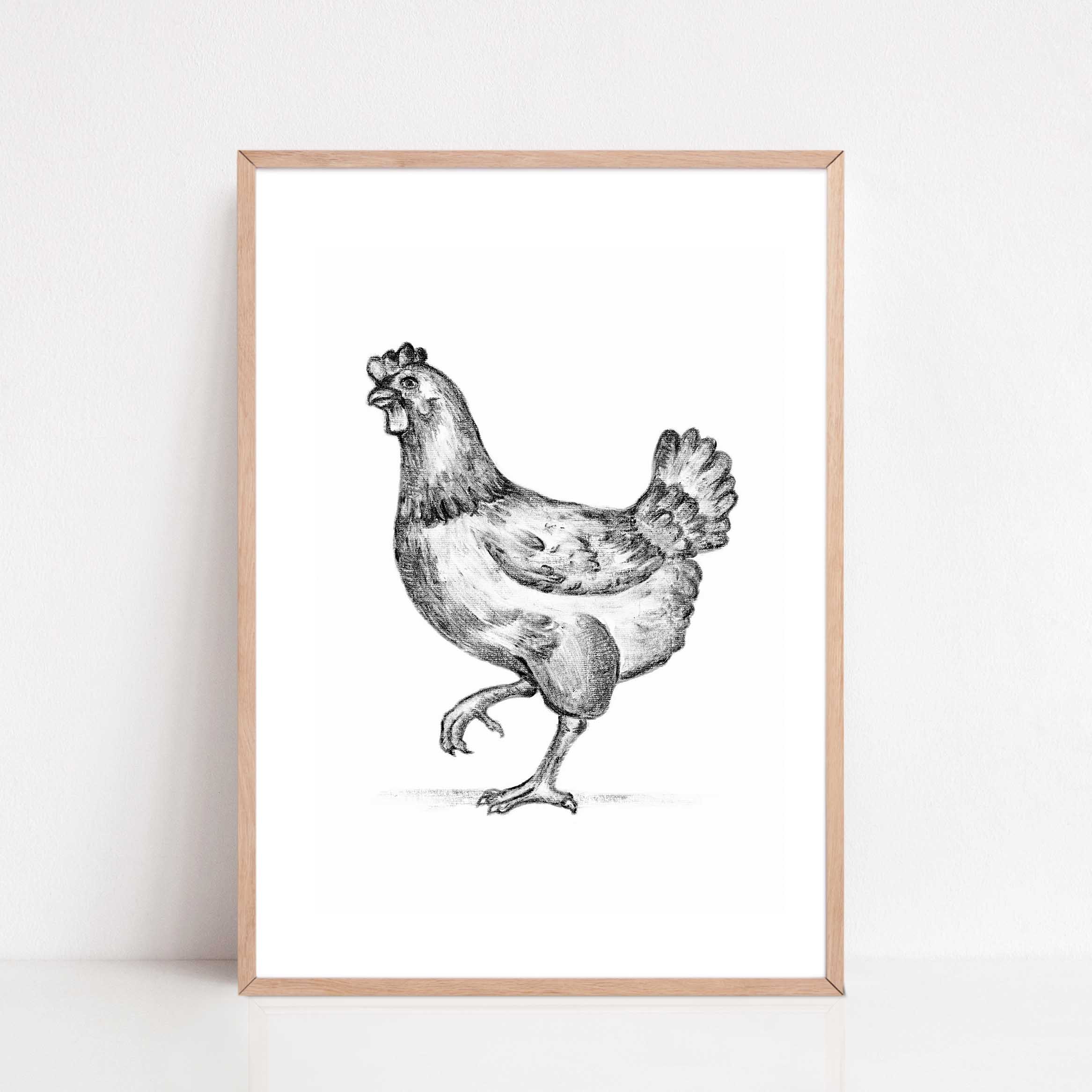 Zwart-Wit Poster Kip