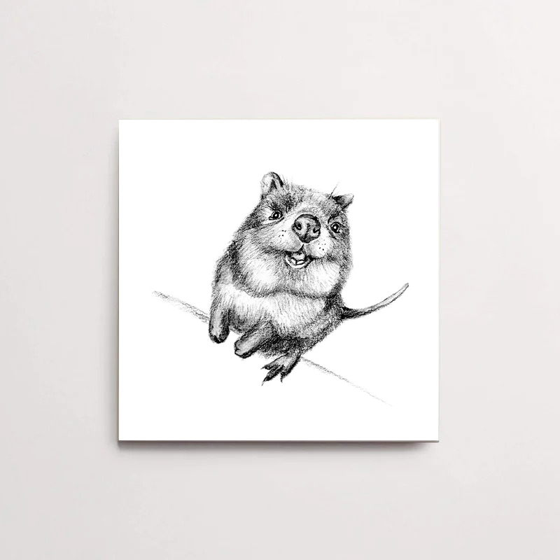 Zwart-Wit Tegeltje Quokka