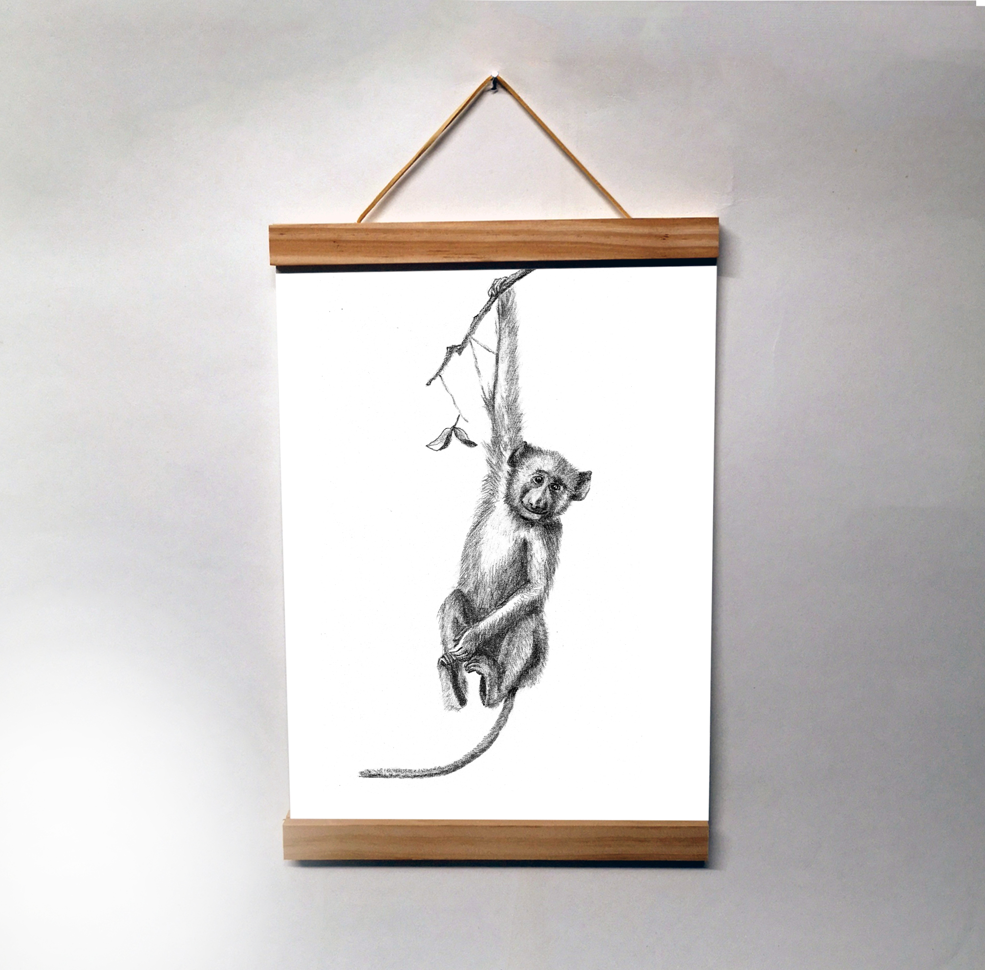 Zwart-Wit Poster Aap