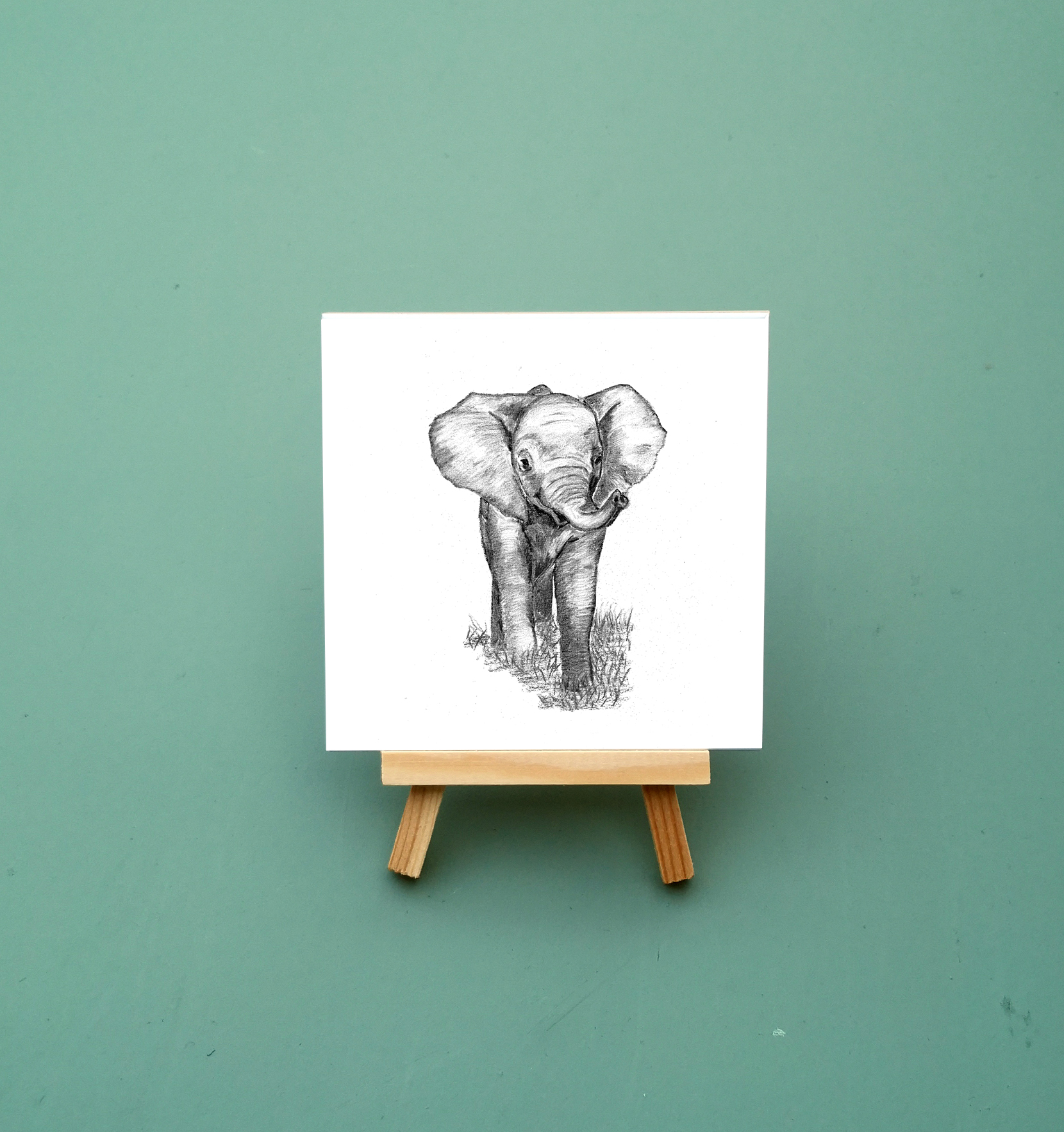 Zwart-Wit Tegeltje Olifant