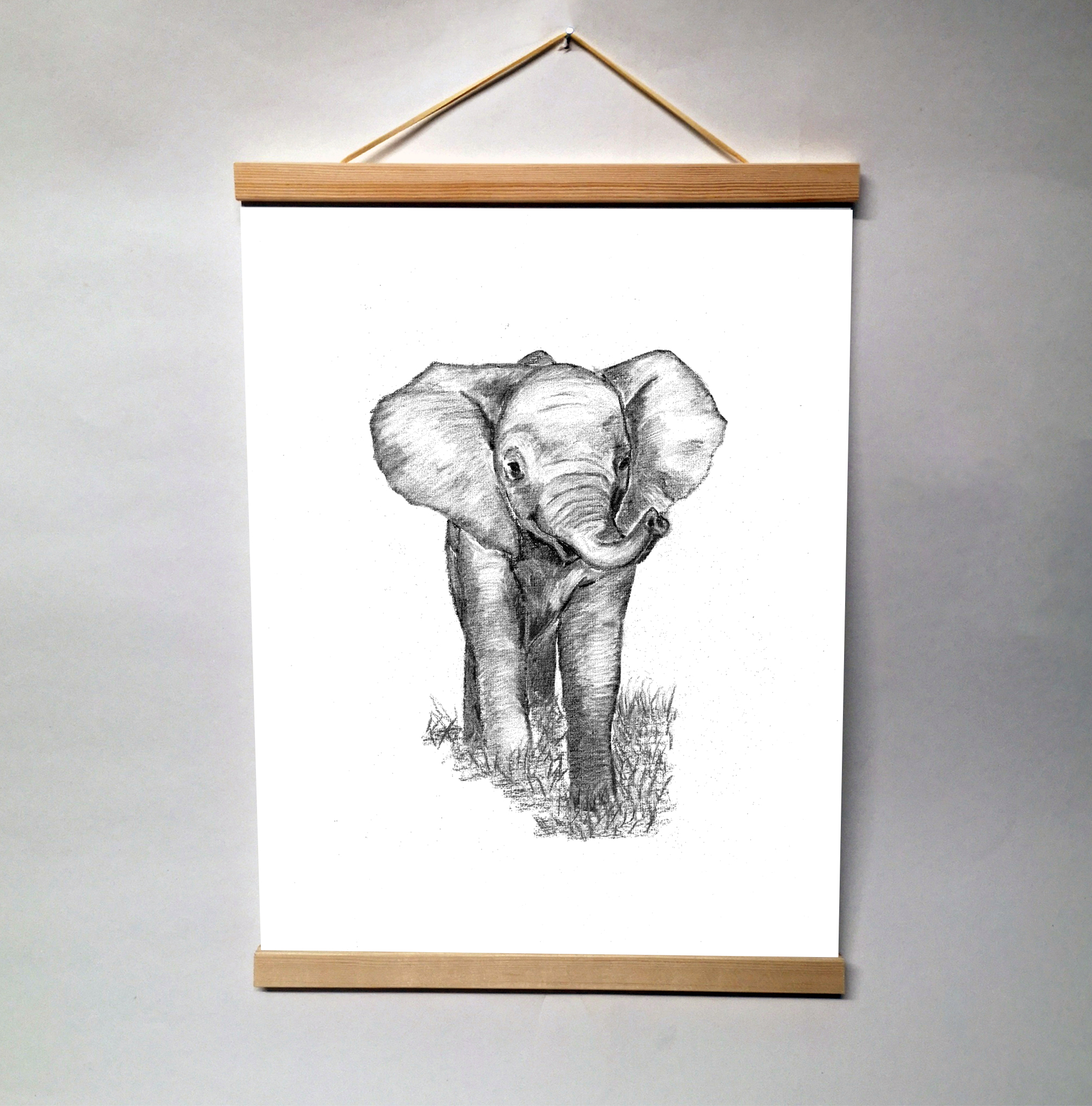 Zwart-Wit Poster Olifant