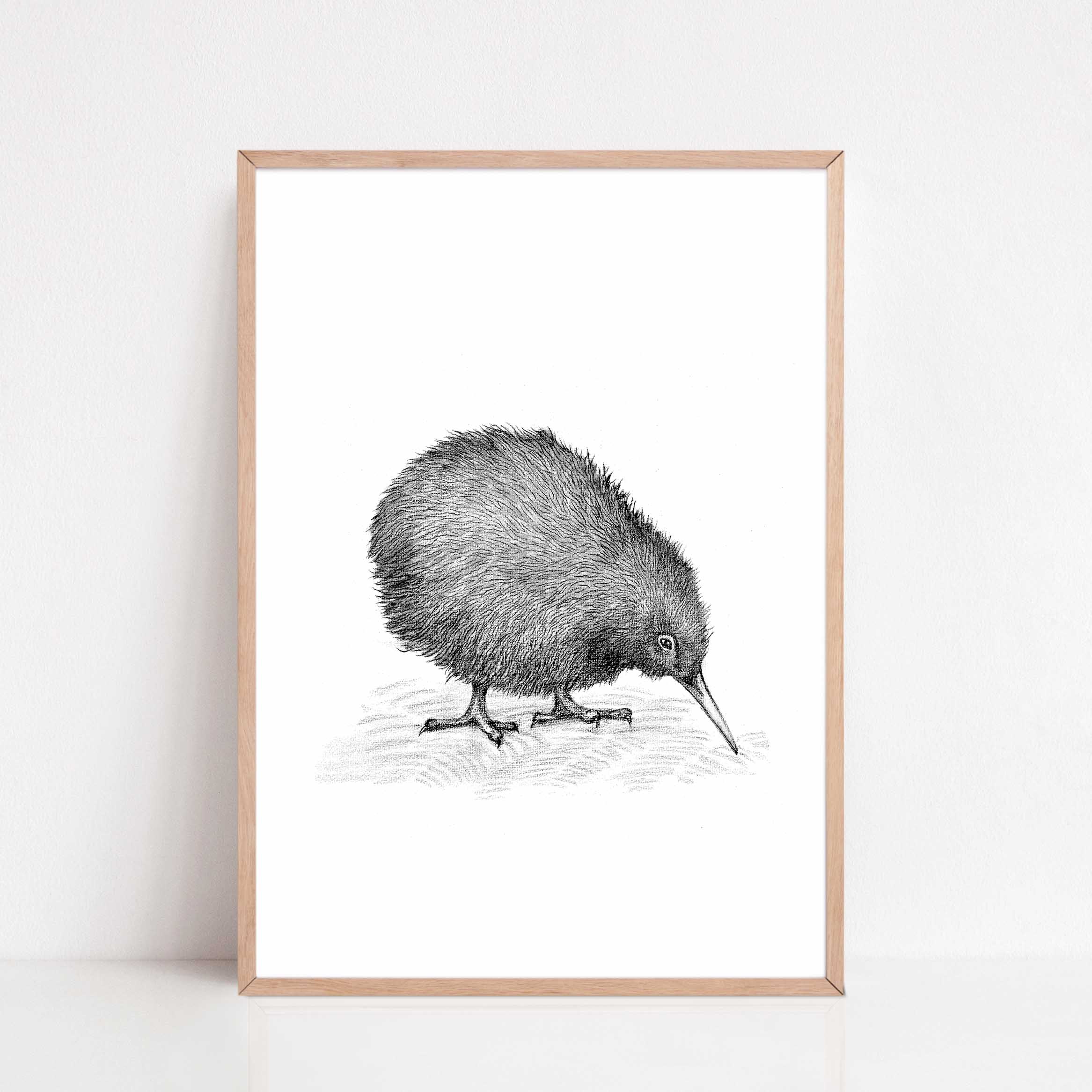 Zwart-Wit Poster Kiwi