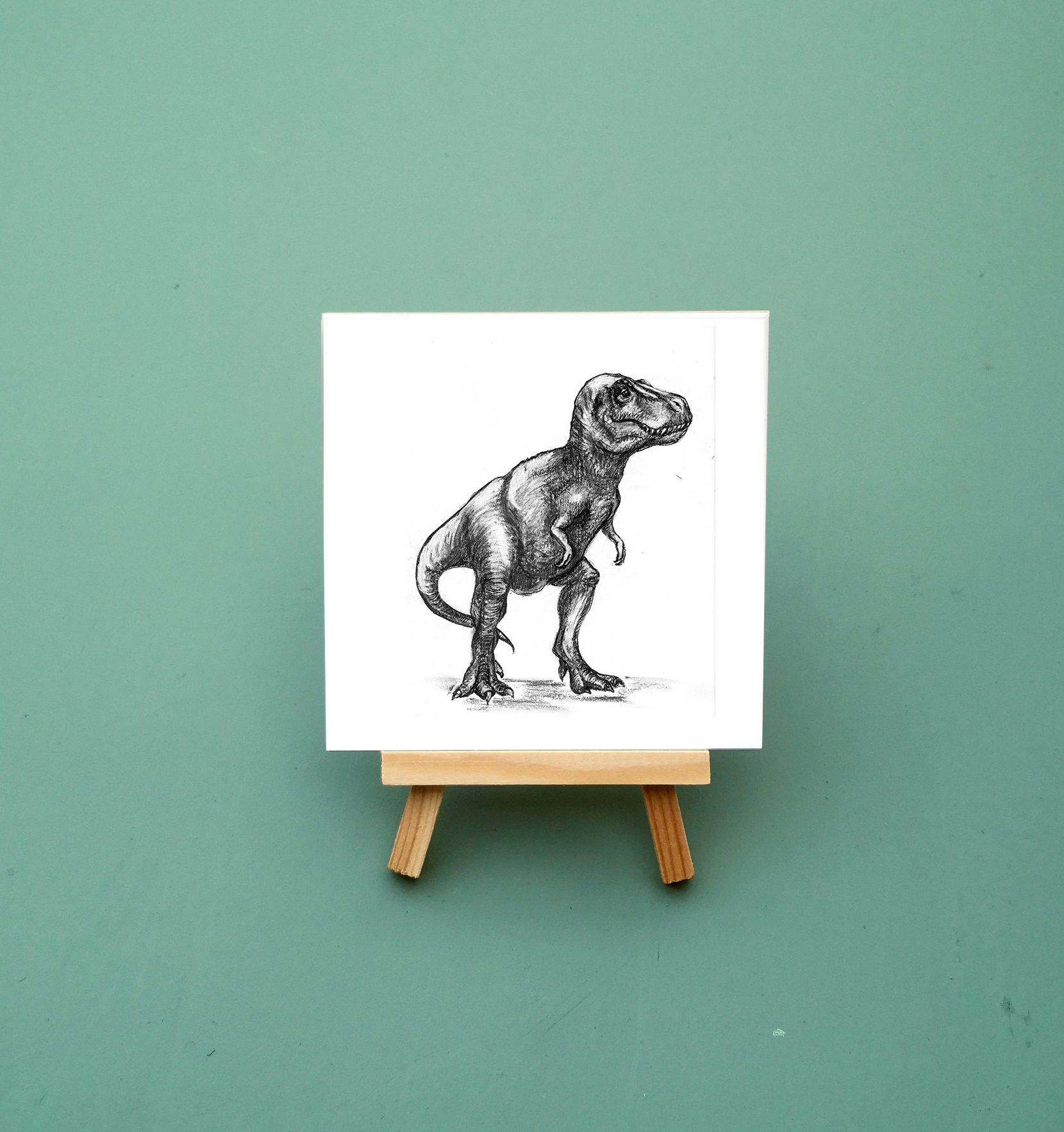 Zwart-Wit Tegeltje T-Rex