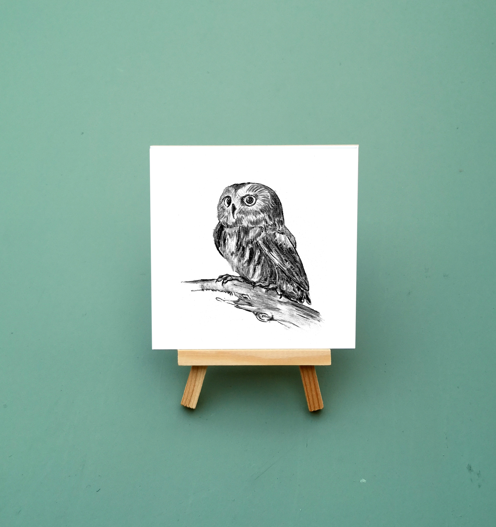Zwart-Wit Tegeltje Uil