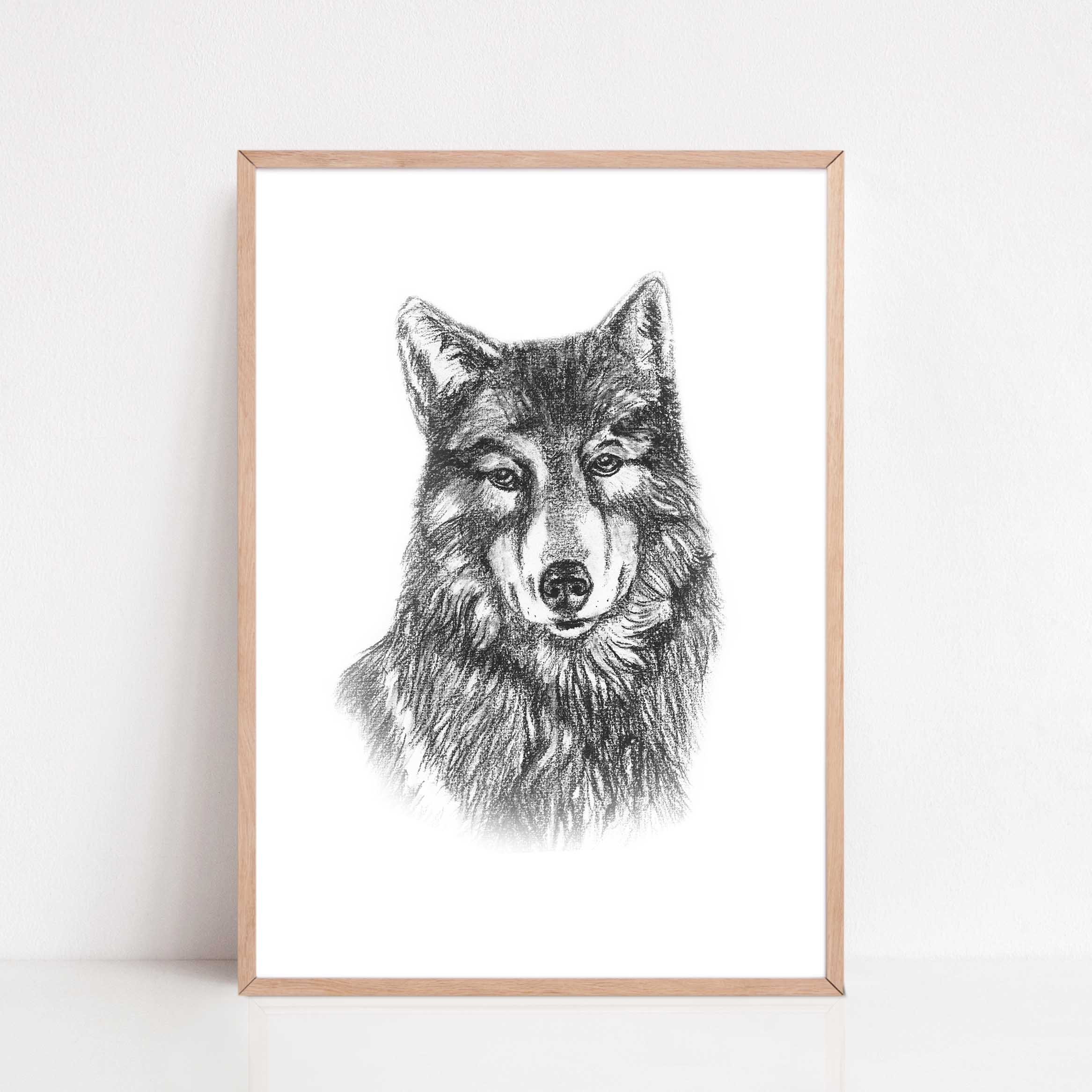Zwart-Wit Poster Wolf