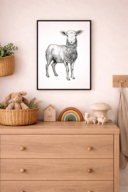 Zwart-Wit Poster Schaap