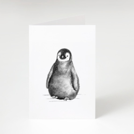 Zwart-Wit Wenskaart Pinguïn