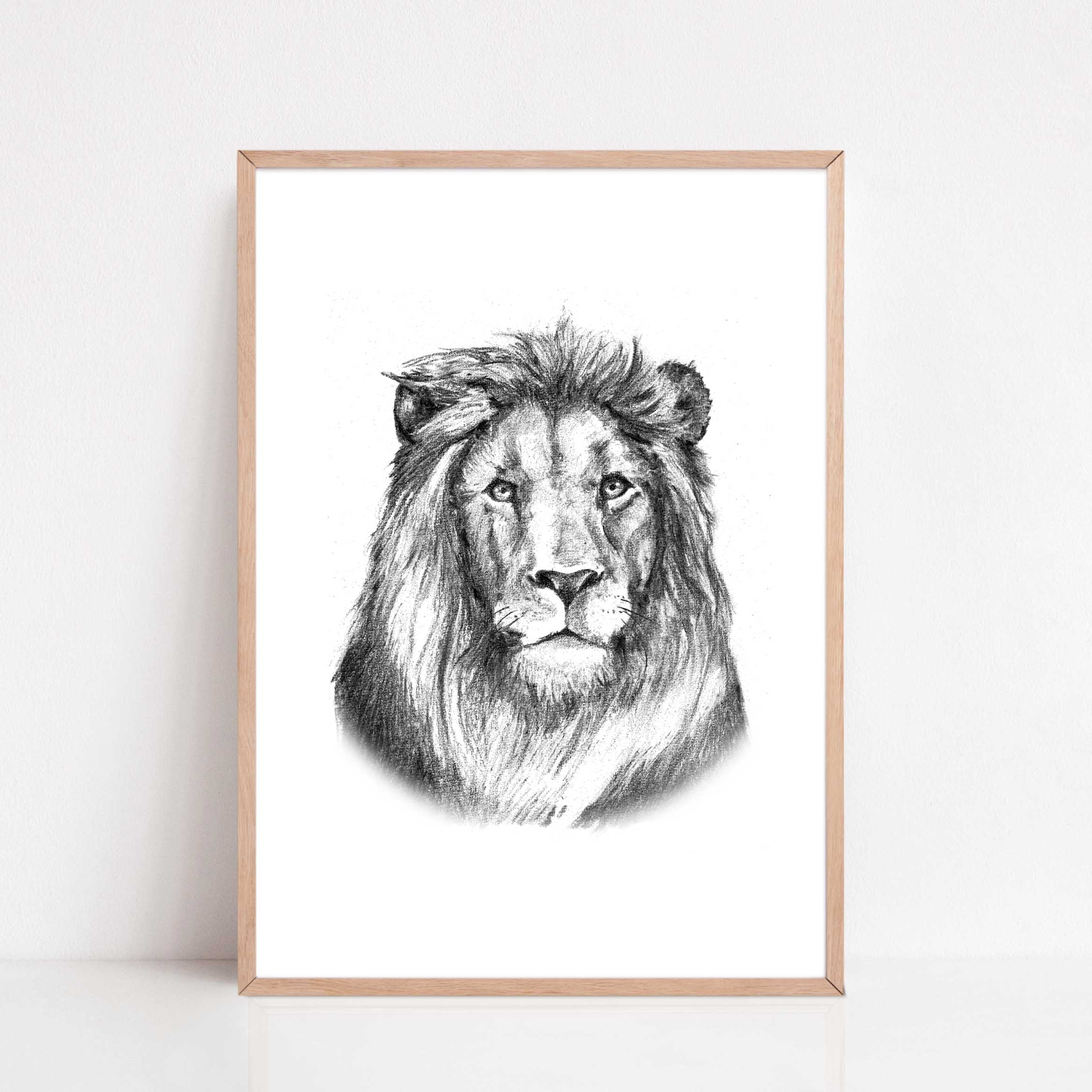 Zwart-Wit Poster Leeuw