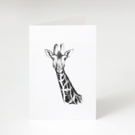 Zwart-Wit Wenskaart Giraffe