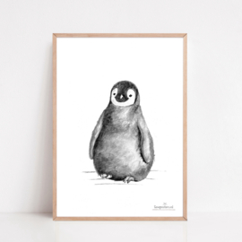 Zwart-Wit Poster Pinguïn