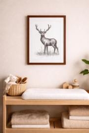 Zwart-Wit Poster Hert