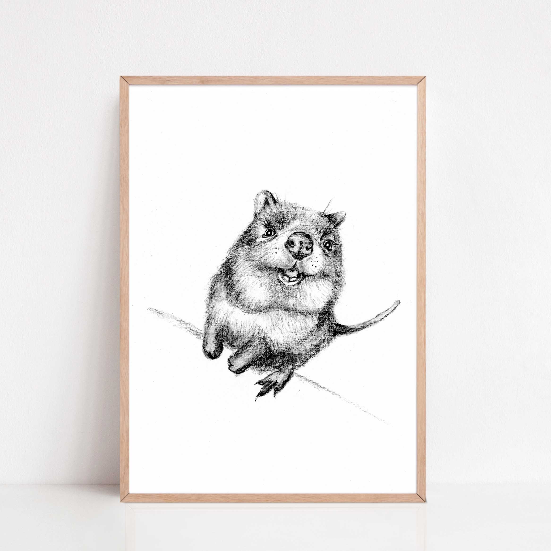 Zwart-Wit Poster Quokka