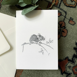 Zwart-Wit Wenskaart Muis