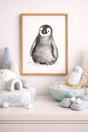 Zwart-Wit Poster Pinguïn