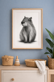 Zwart-Wit Poster Capibara