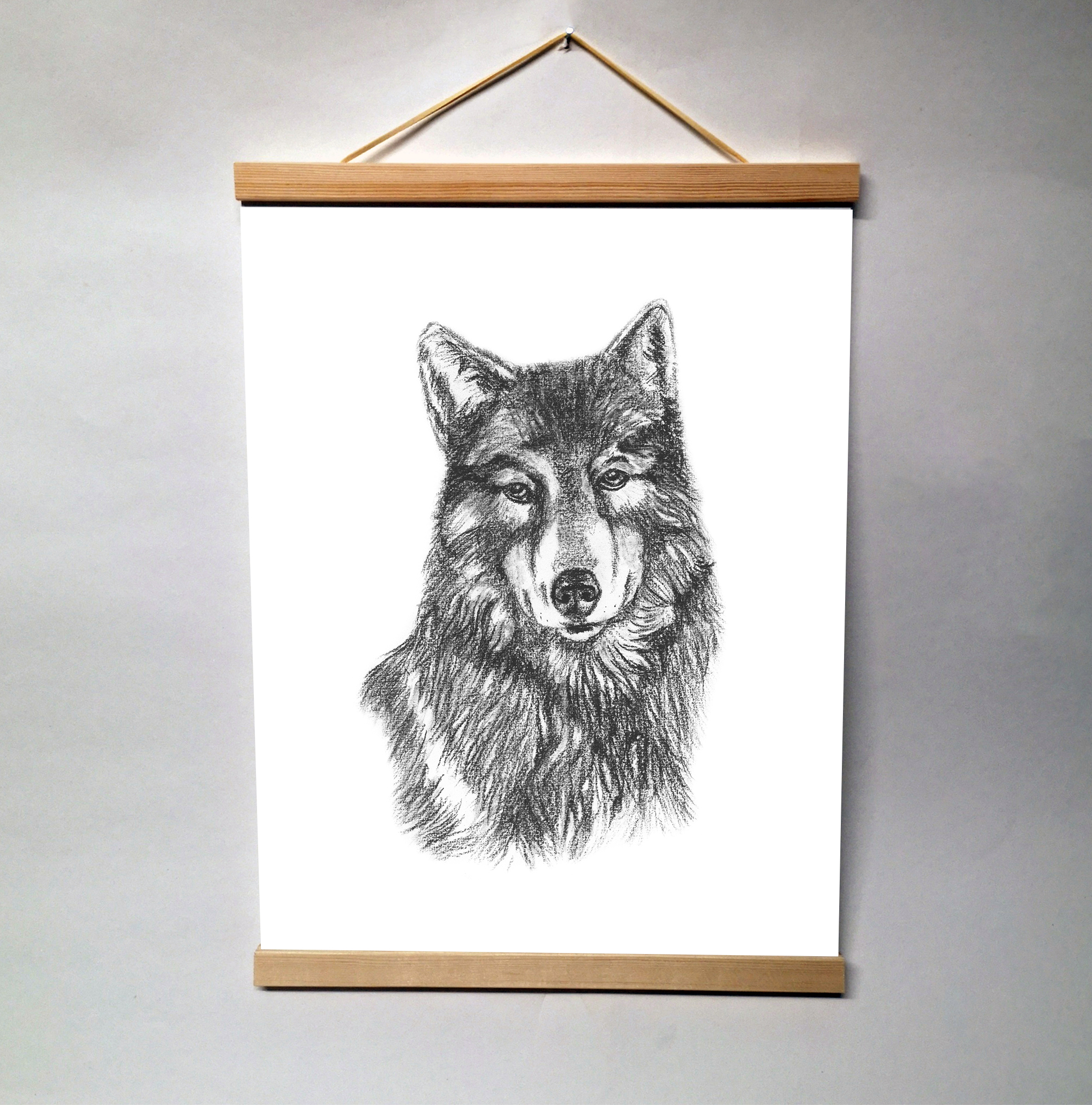 Zwart-Wit Poster Wolf