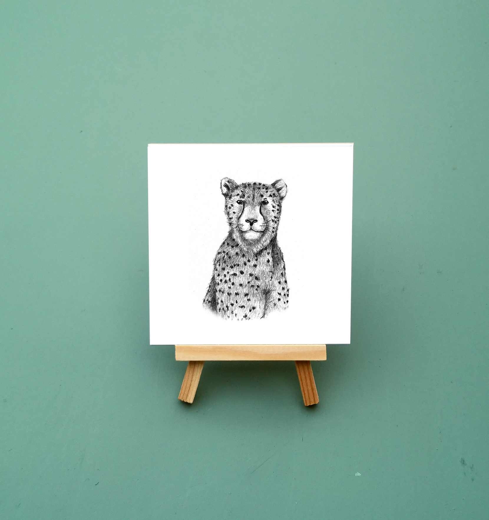 Zwart-Wit Tegeltje Cheetah
