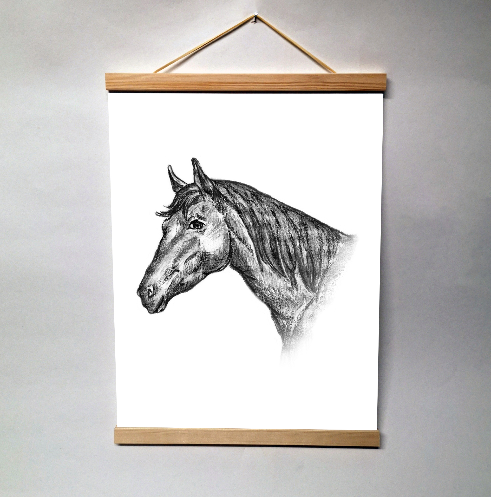 Zwart-Wit Poster Paard