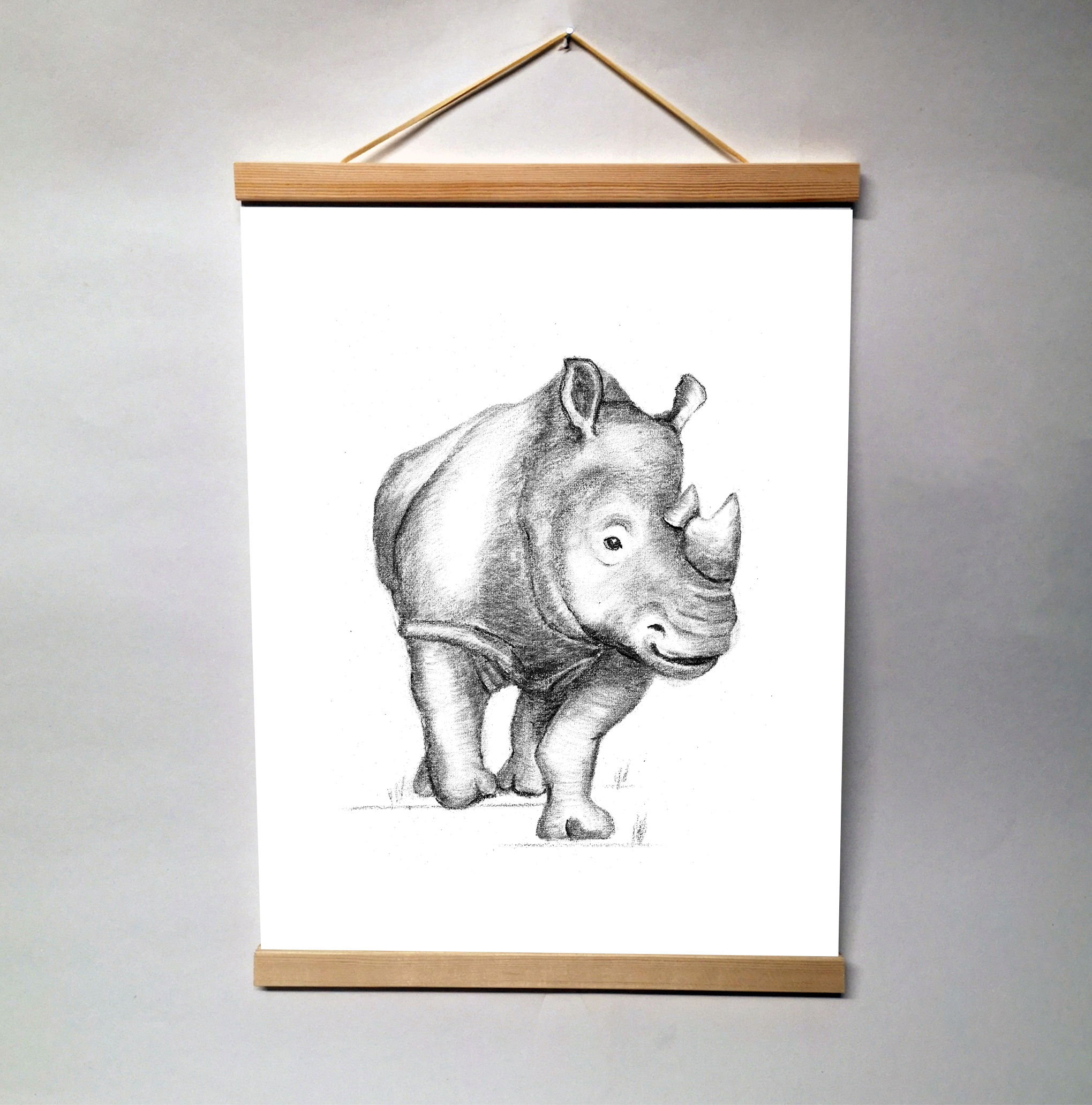 Zwart-Wit Poster Neushoorn