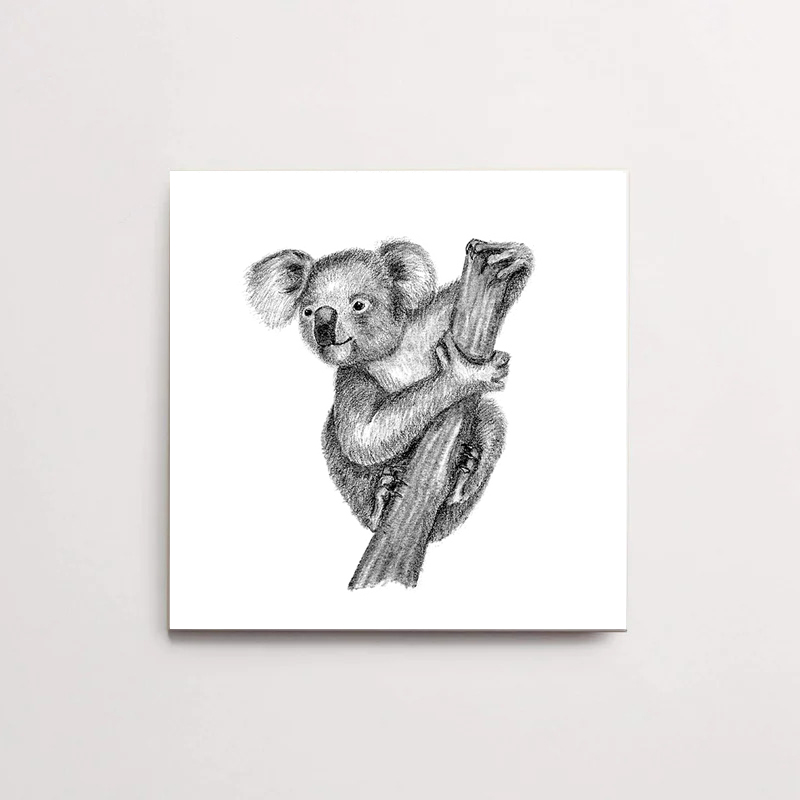 Zwart-Wit Tegeltje Koala