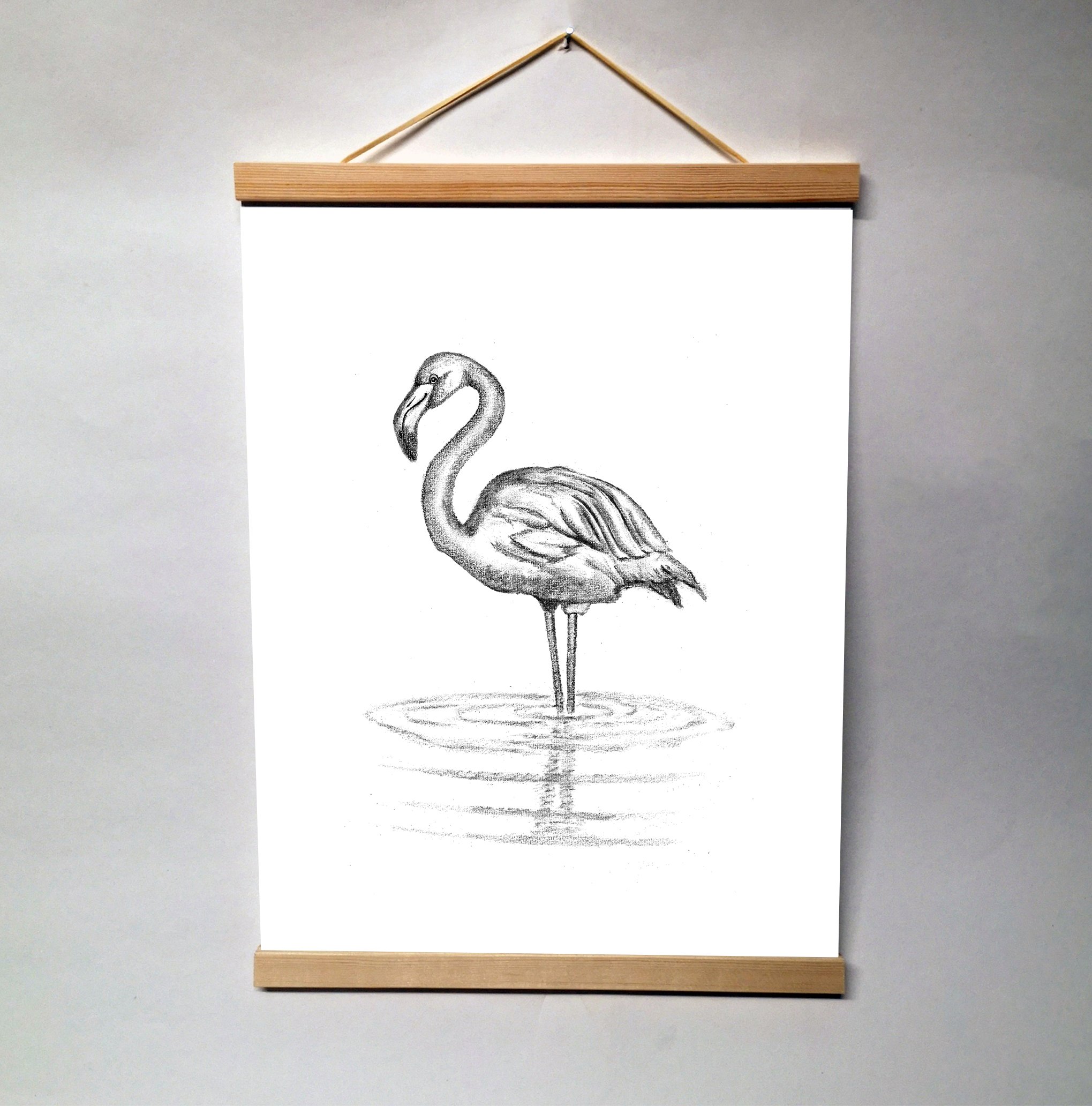 Zwart-Wit Poster Flamingo