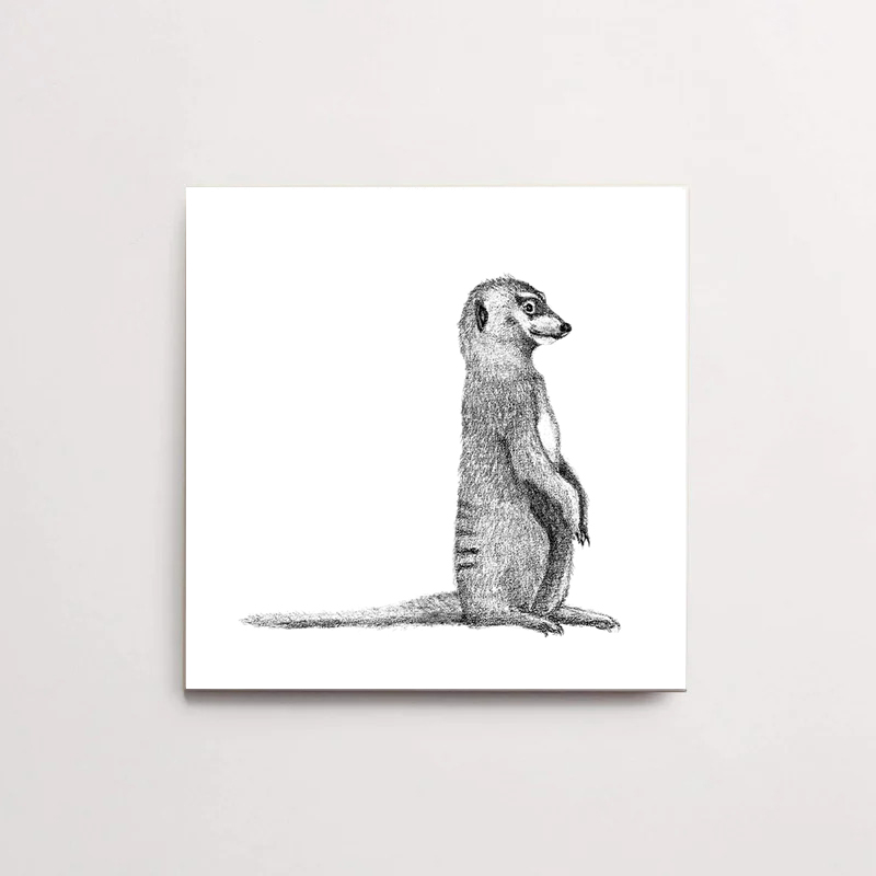 Zwart-Wit Tegeltje Stokstaart