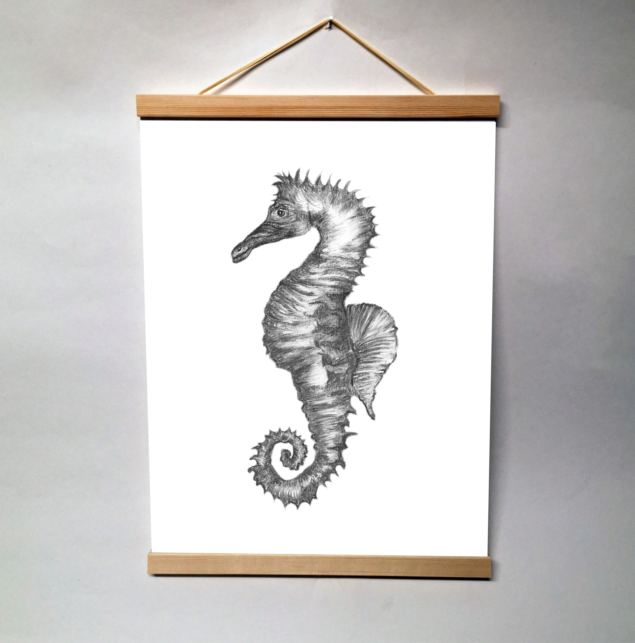 Zwart-Wit Poster Zeepaardje