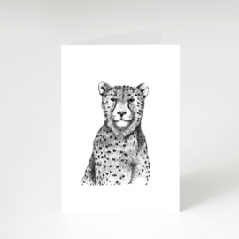 Zwart-Wit Wenskaart Cheetah