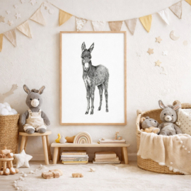 Zwart-Wit Poster Ezel